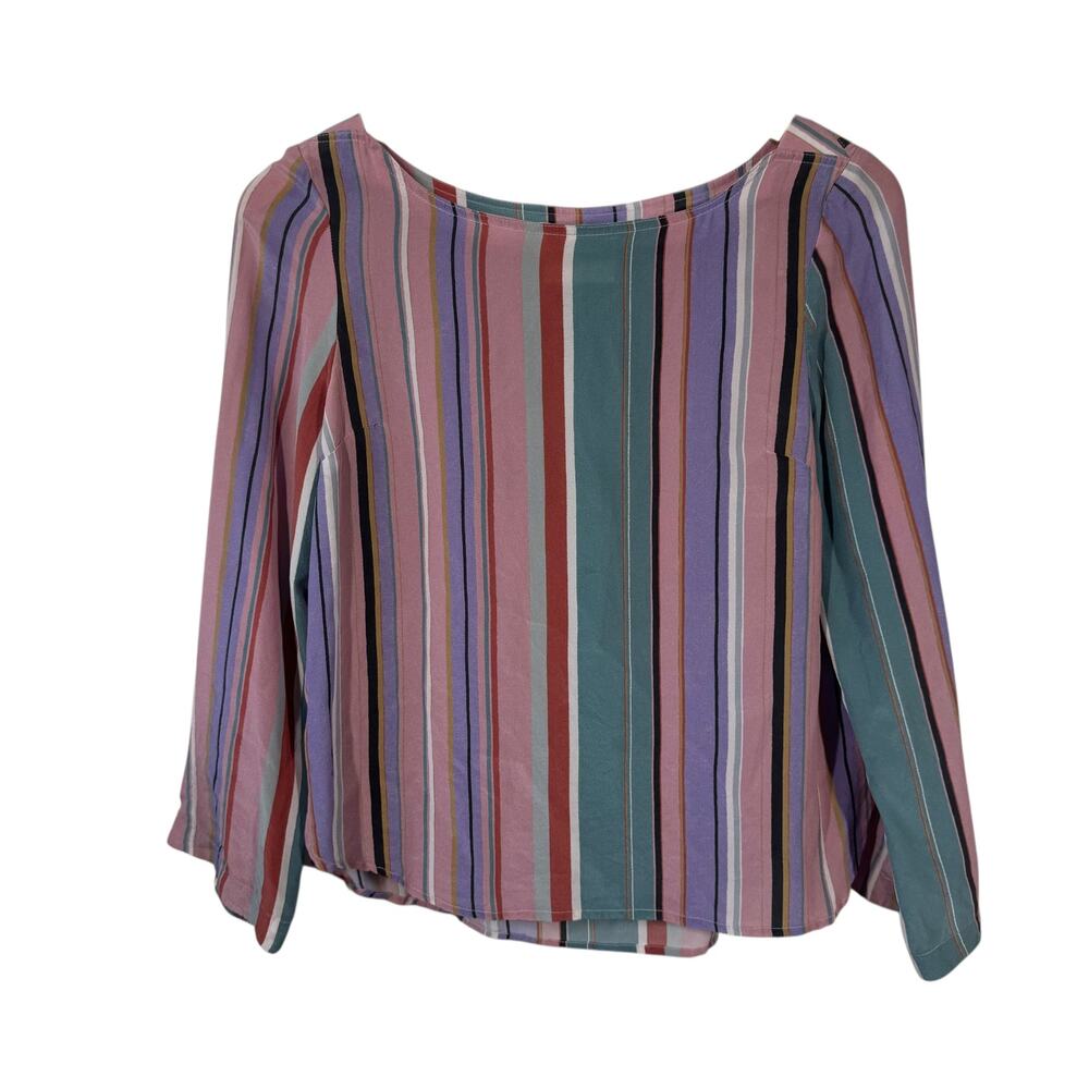 Anthropologie Maeve Florence Women’s 4P Multicolor Stripe Top Blouse 100% Silk